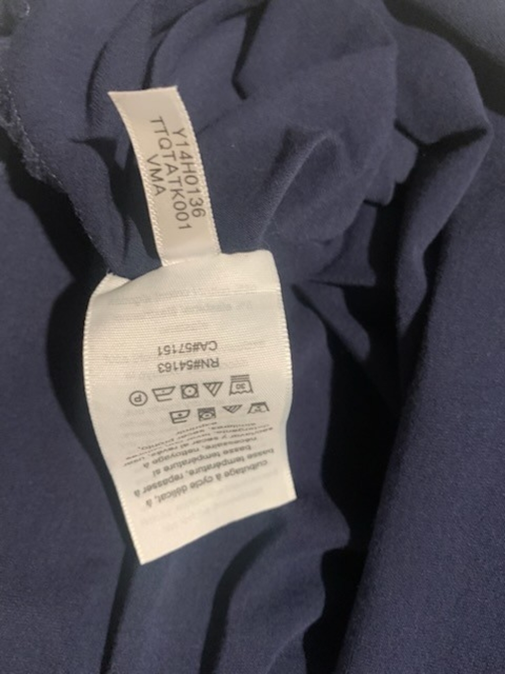 Tommy Hilfiger Womens Navy Short Sleeve Tee with White Trim and Shoulder Buttons - Picture 5 of 5